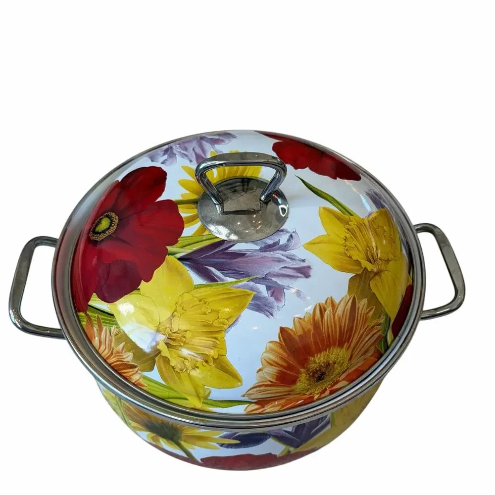 The Pioneer Woman Dutch Oven Floral Enameled Steel 4 QT Stock Pot w/ Lid Retired